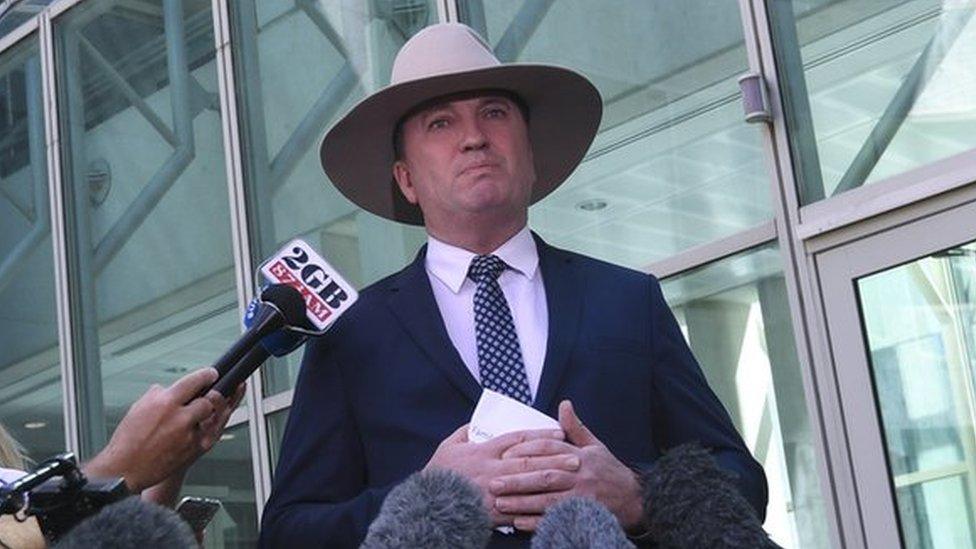 Barnaby Joyce speaks to media during a press conference at Parliament House in Canberra, Australia, 16 February 2018