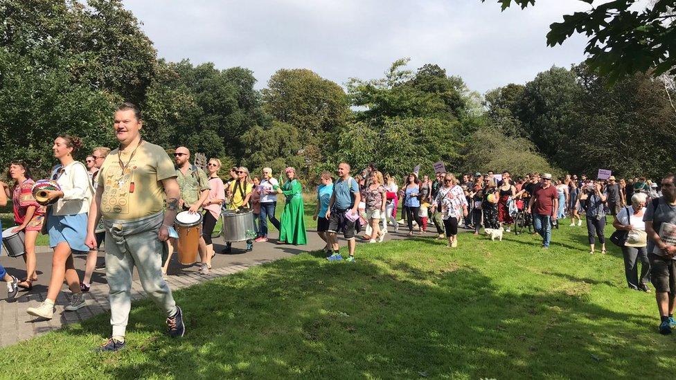 hundreds gathering in Bute Park for the march