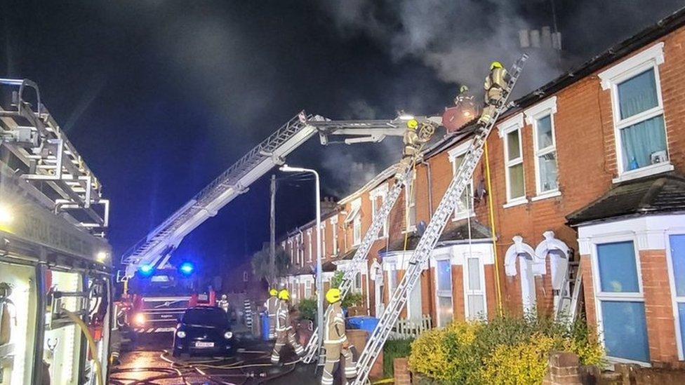 House fire in Kitchener Road in Ipswich