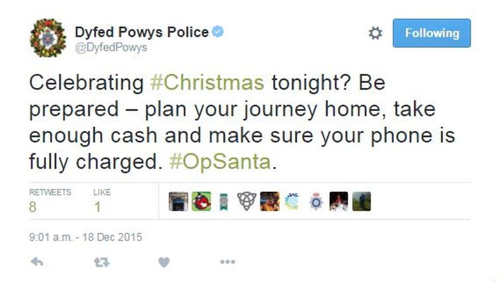 Dyfed-Powys police tweeted advice about staying safe on "Black Friday"