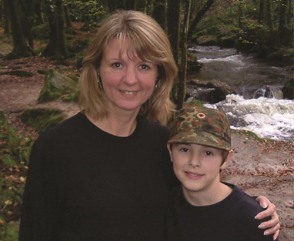 Charlie aged about 10 with his mum Jan