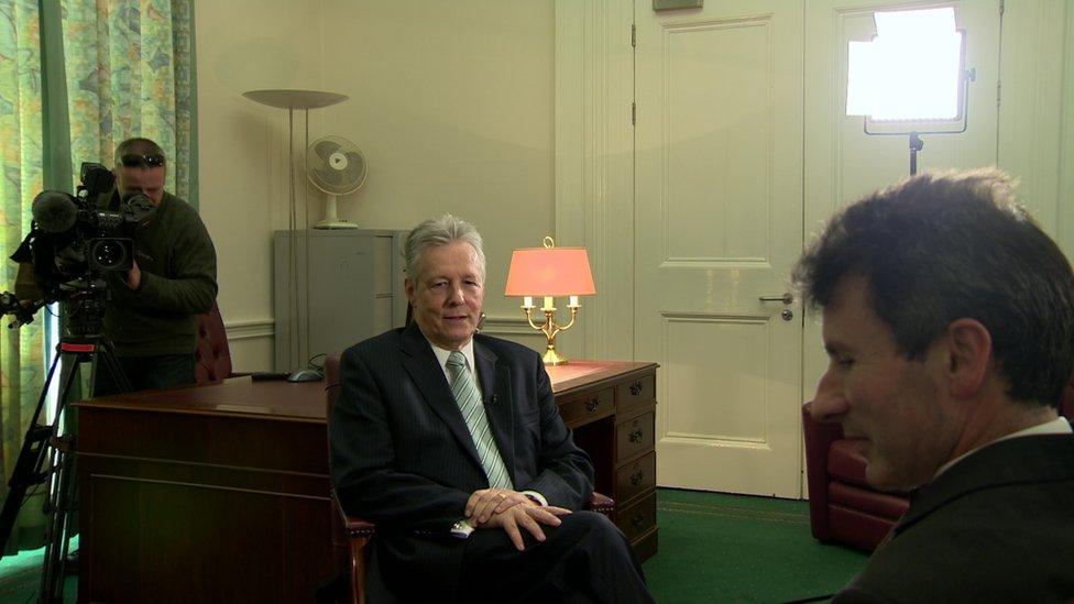 Peter Robinson spoke to BBC NI Political Editor Mark Devenport about his retirement plans