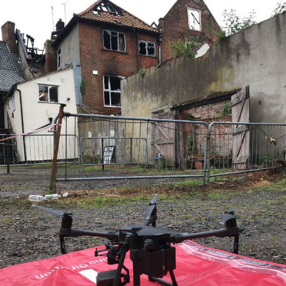 Drone at scene of fire