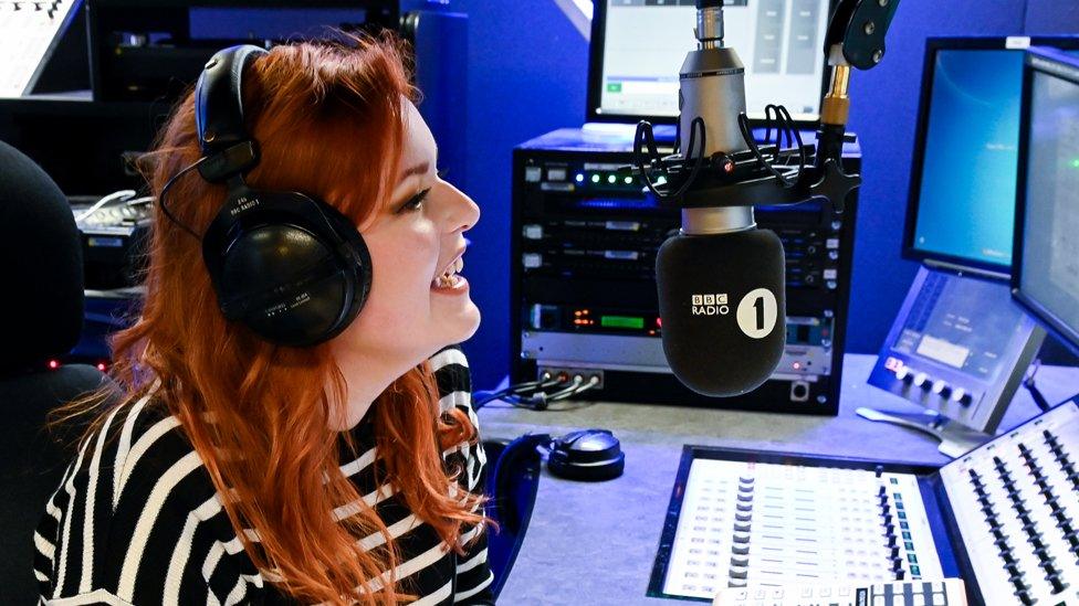 Lucy Edwards in the Radio 1 studio