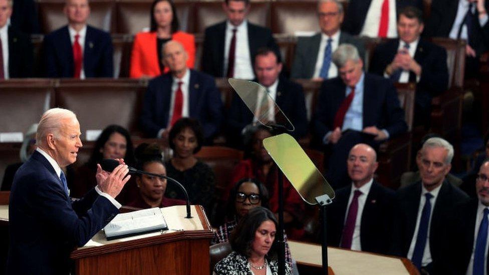 President Joe Biden speaks at the State of the Union