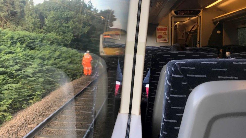 Damaged train on track