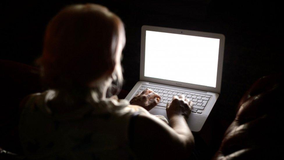 Woman using a laptop computer