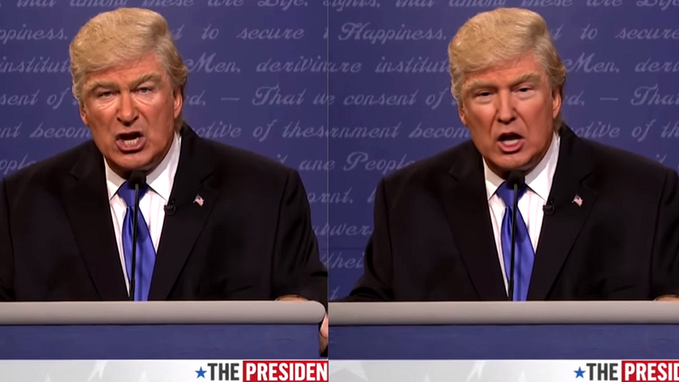 Alec Baldwin impersonating President Trump: The real Alec Baldwin is on the left