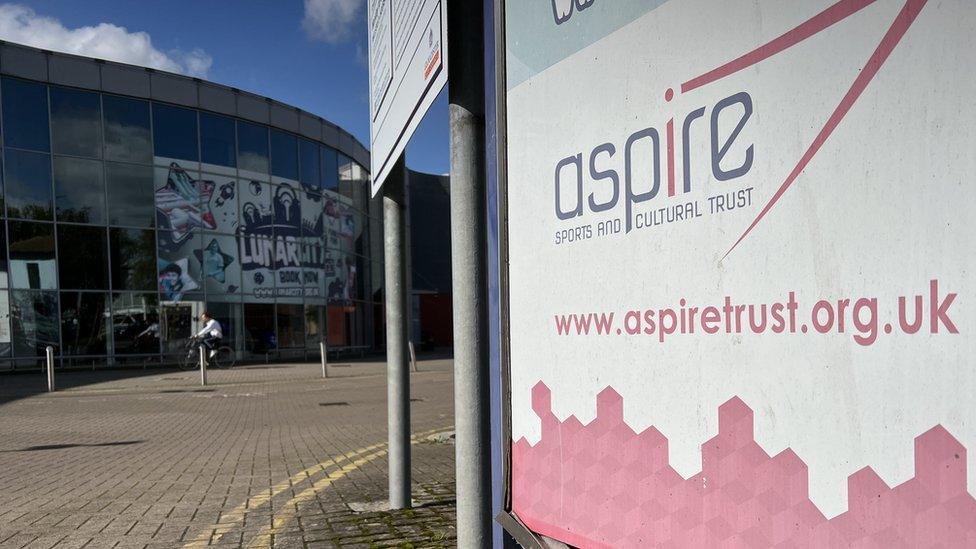 GL1 building in Gloucester with a close-up of the aspire sign next to it