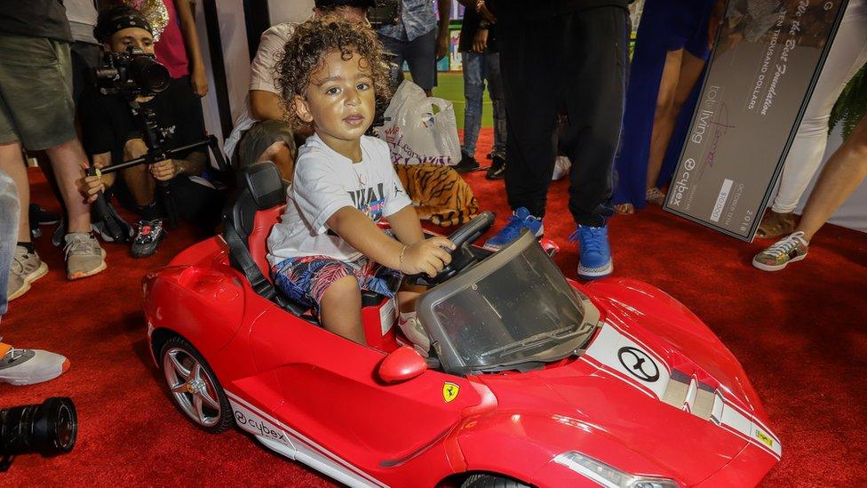 Asahd Khaled is seen enjoying his 2nd Birthday carnival themed party at Marlins Park on October 13, 2018 in Miami, Florida