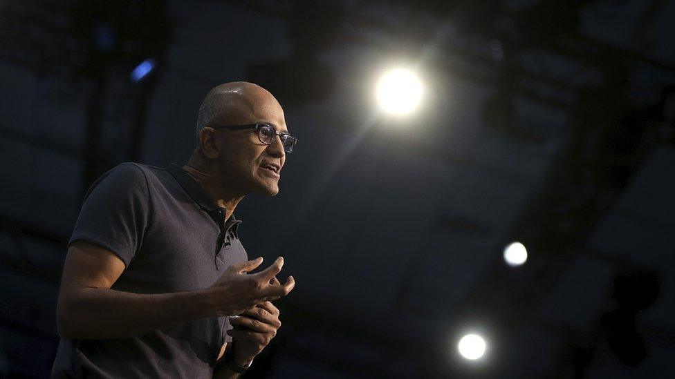 Satya Nadella speaking in San Francisco