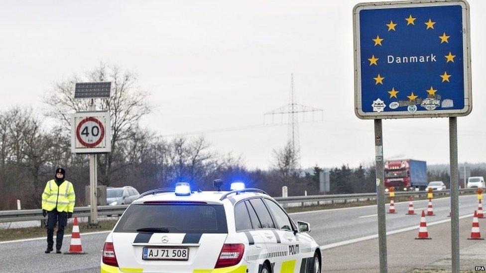 Danish police near the border with Germany