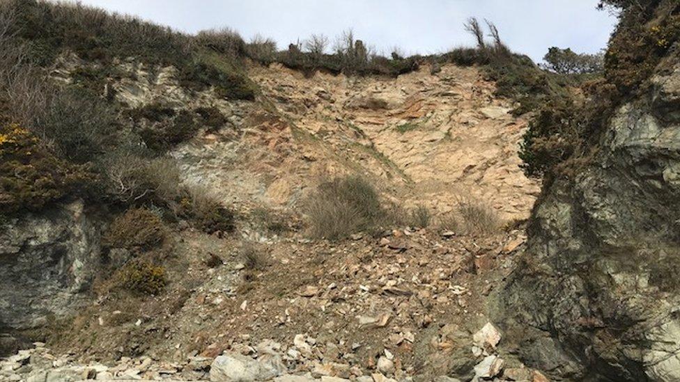 Duporth cliff fall