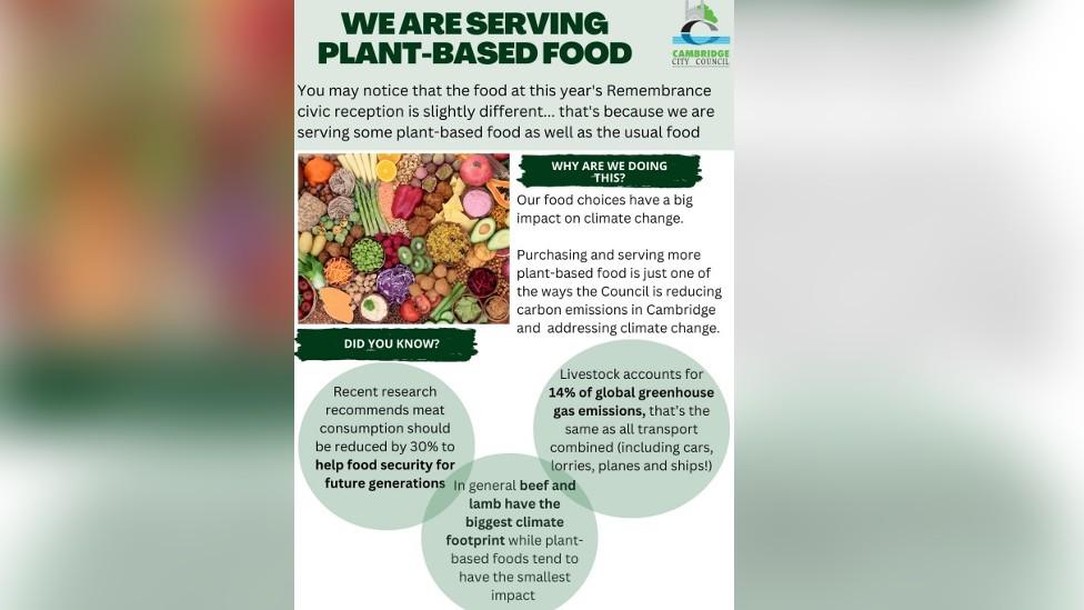 Poster advertising vegan food at a council event