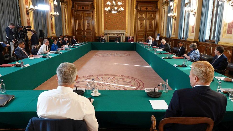 Prime Minister Boris Johnson chairing a cabinet meeting at the Foreign Office