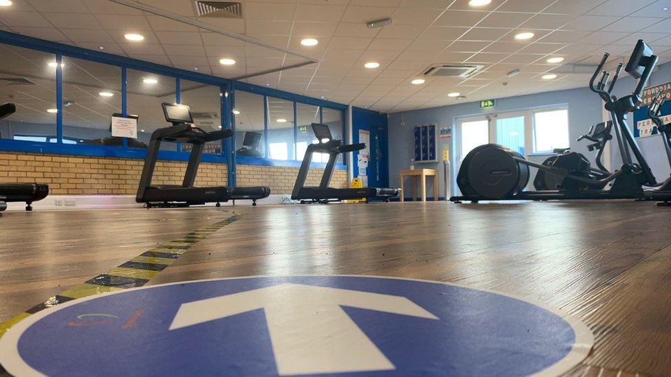 Machines spaced apart at Caernarfon gym