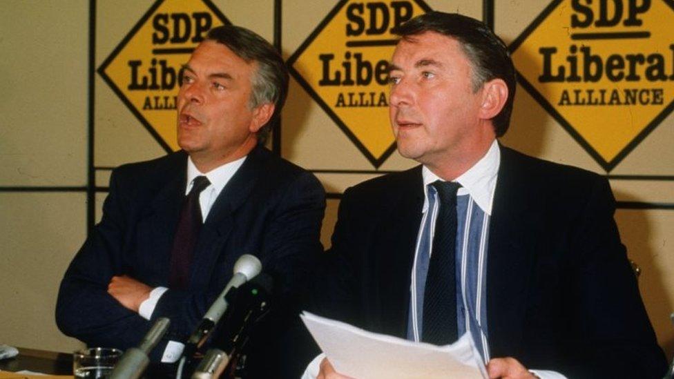 David Owen and David Steel in 1987