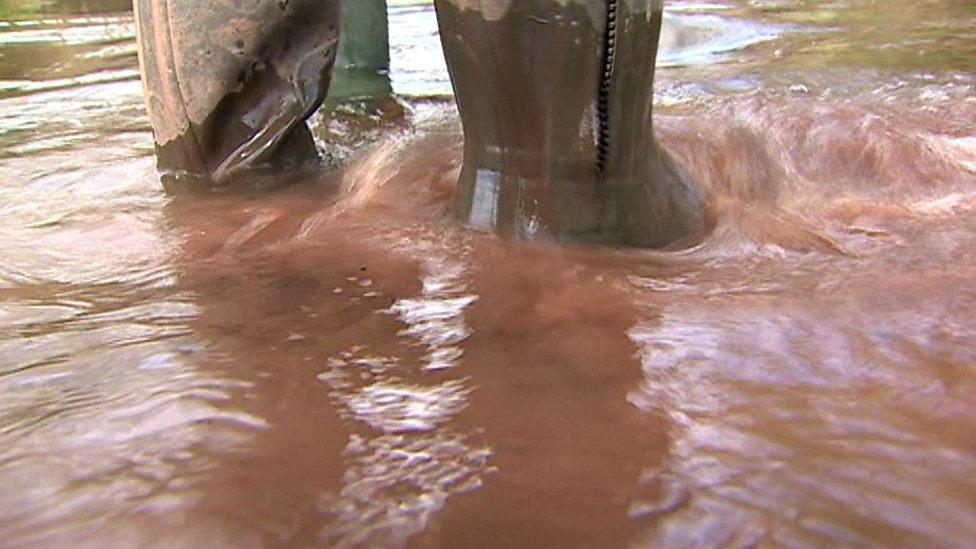 Silt pollution in river