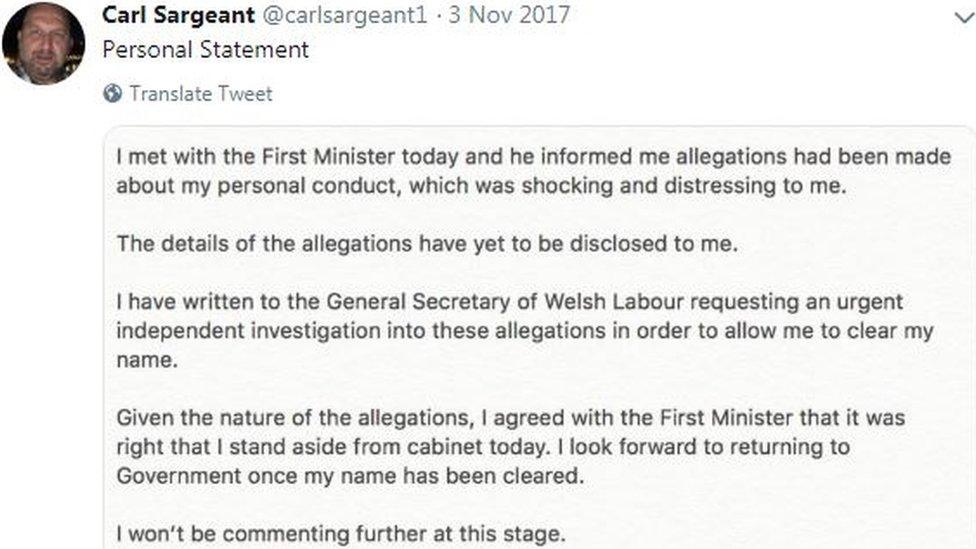 Carl Sargeant's tweet