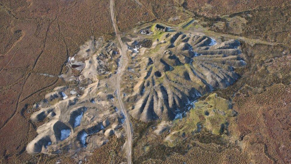 Aerial view of old spoil heap