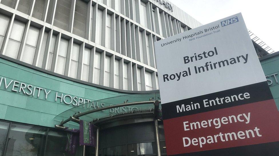 Welcome sign at main entrance to Bristol Royal Infirmary