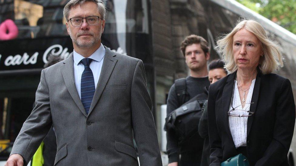 John Letts and Sally Lane arrive at the Old Bailey