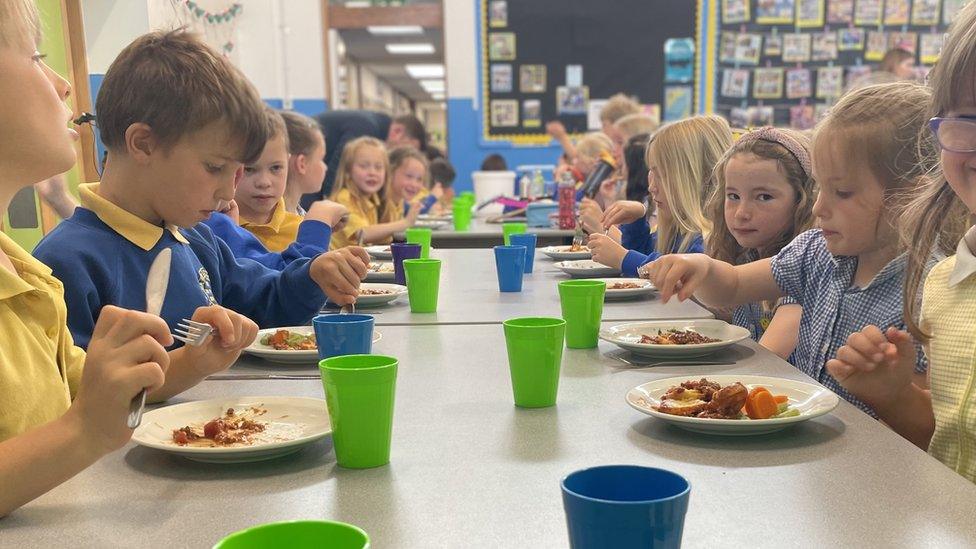 Children eating at school