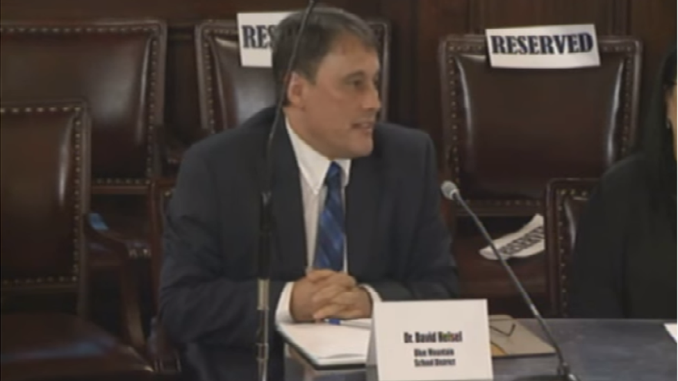 David Helsel testifies at hearing. Screengrab of him providing evidence