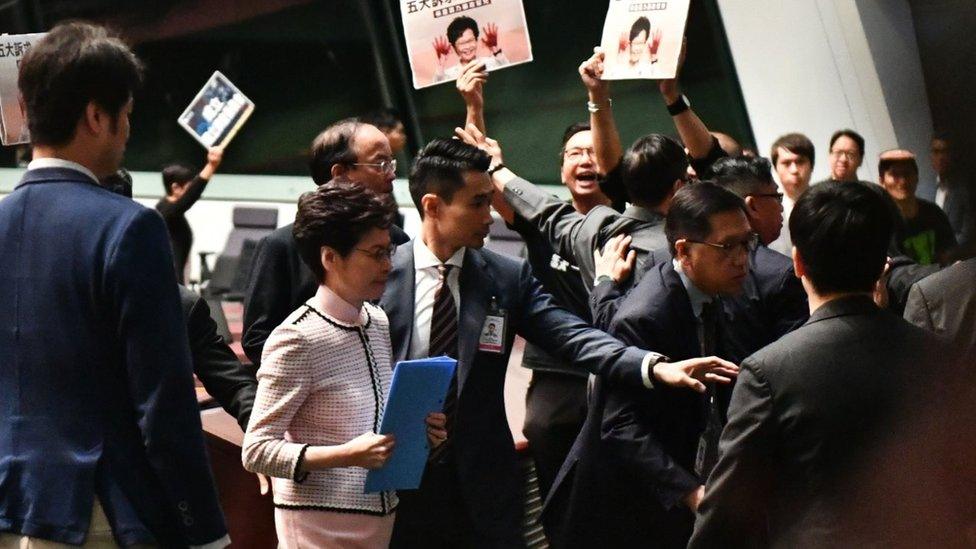 Carrie Lam leaving Wednesday's session