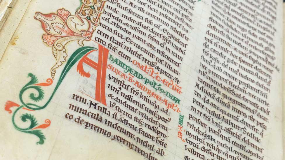 12th Century manuscript close-up