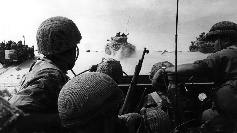 Israeli tanks in the Sinai desert during the six-day war