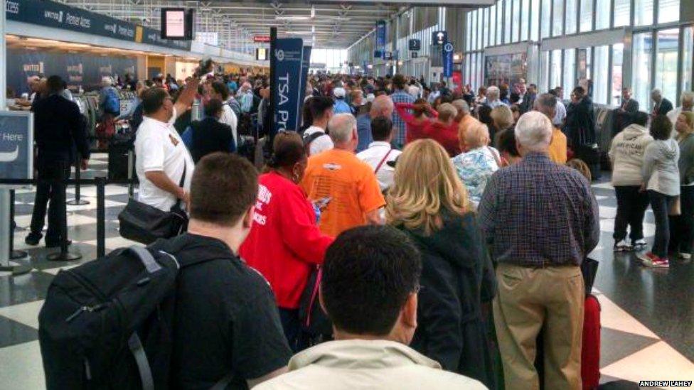 The scene at Chicago O'Hare airport during the United Airlines issue - 8 July 2015