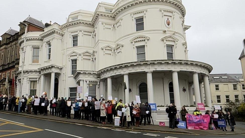 Demonstration outside Tynwald