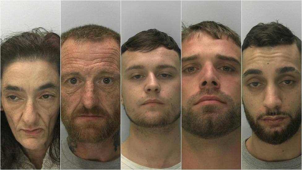 (L-R) - Yasmin Anya-Maria, Steven West, Zak Hearle, Steven Pace and Rhys Pulley were sentenced on Friday