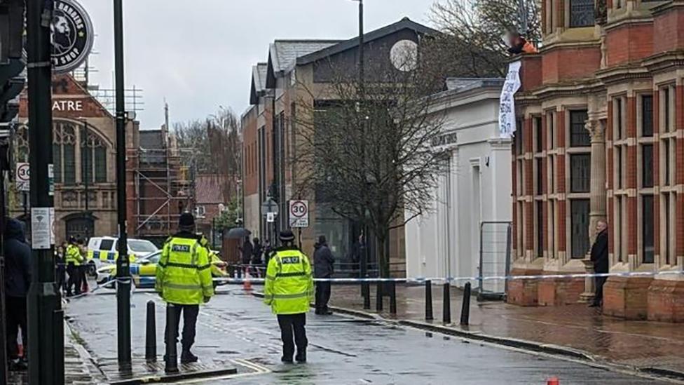 Police cordon around protestor