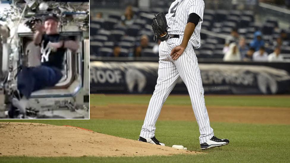 Garrett Reisman and a Yankees pitcher