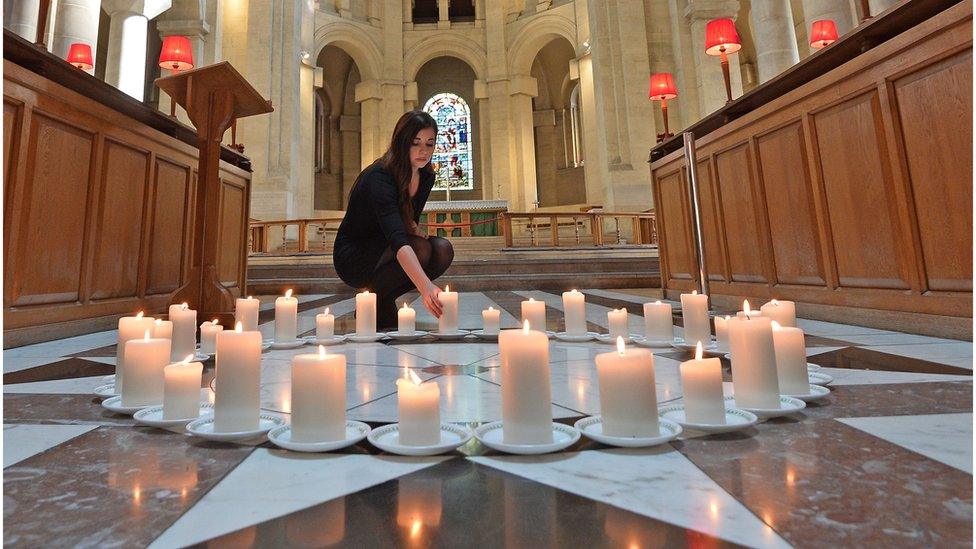 Omagh memorial at Belfast Cathedral