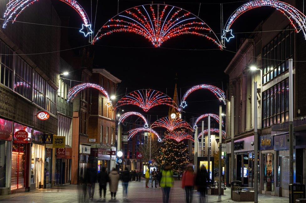 Leicester city centre at night