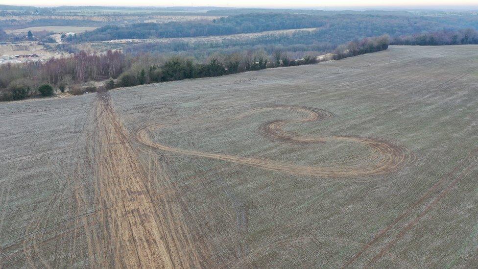 Damage to fields near Conisbrough