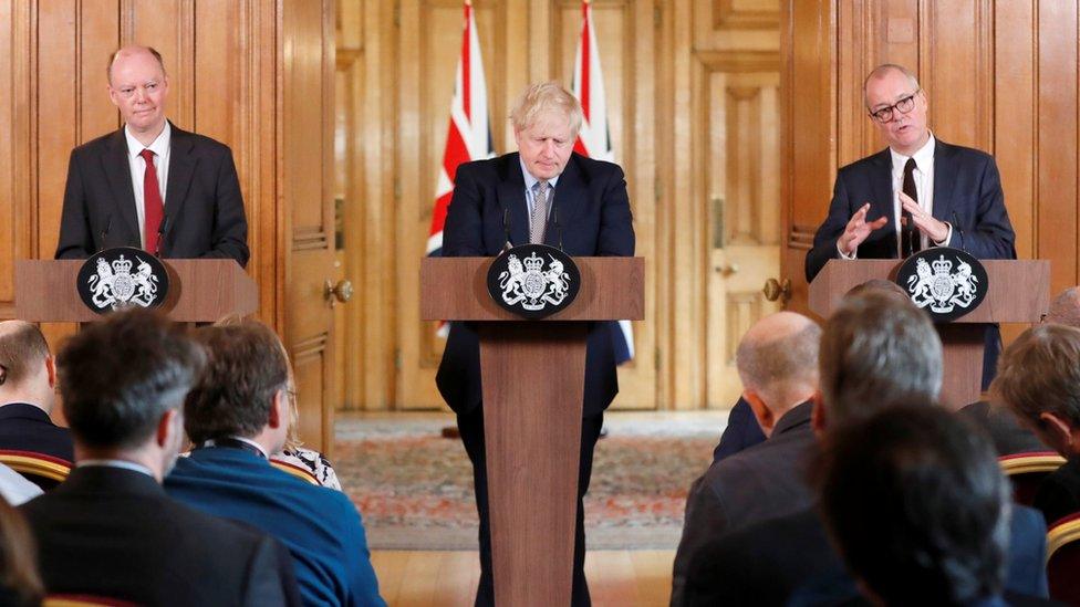 Boris Johnson and health experts brief the media on coronavirus