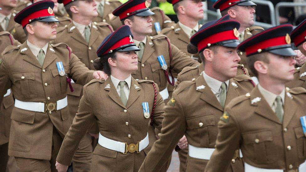 British soldiers in the National Armed Forces Day parade