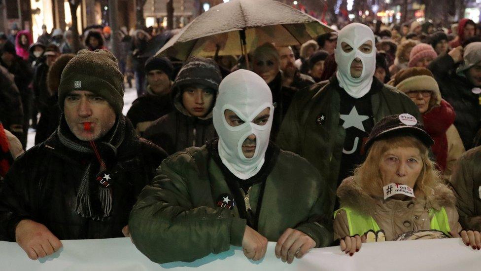 Protesters in Belgrade