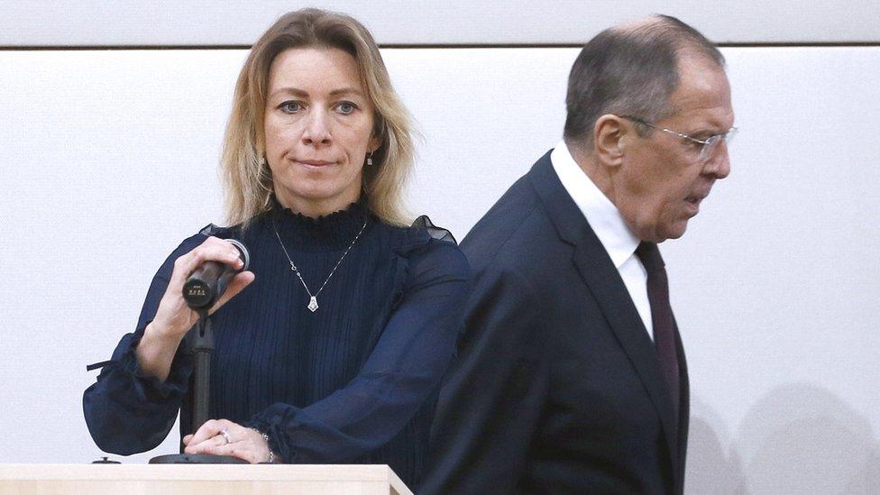 Maria Zakharova and Sergei Lavrov