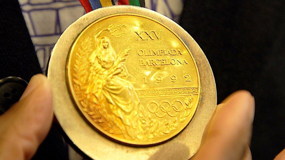 The 1992 gold Kevin Young won in Barcelona