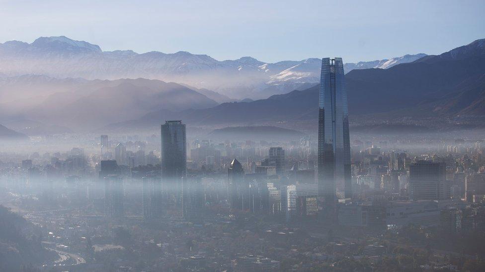 The buildings of downtown Los Angeles are partially obscured in the late afternoon on 5 November 2019 as seen from Pasadena, California.