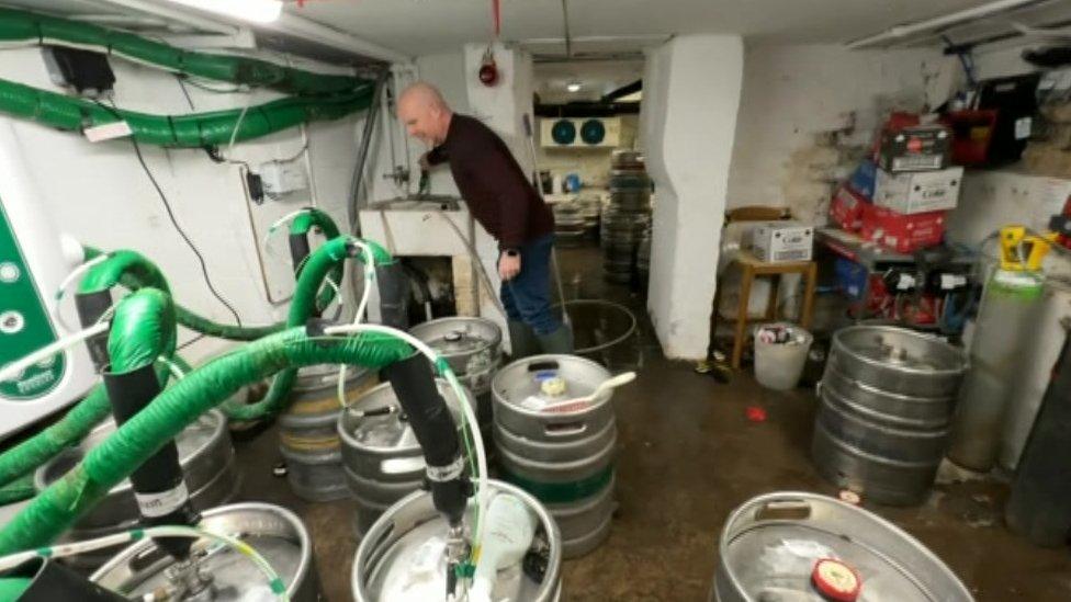 Simon Tomlinson in the pub cellar