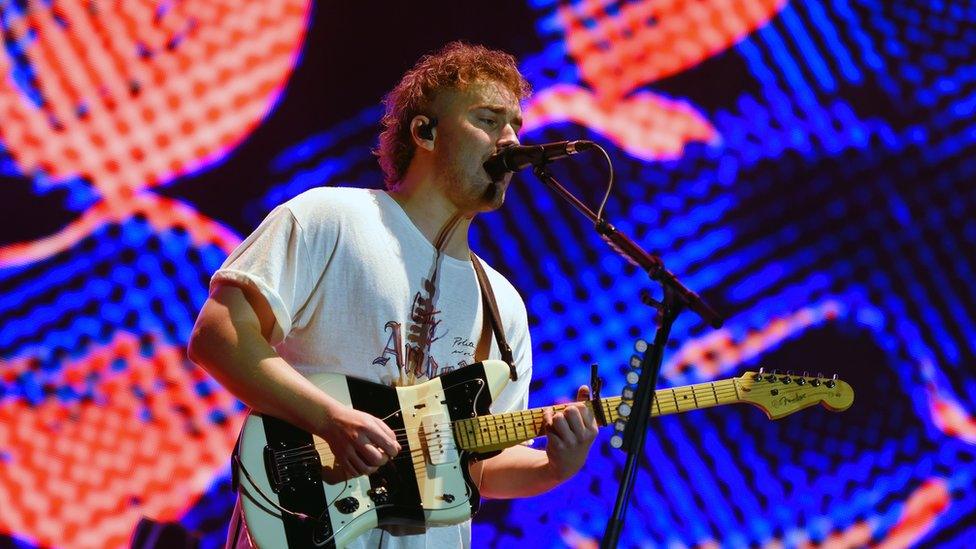 Sam Fender performs on Day 2 of Leeds Festival 2023 at Bramham Park on August 26, 2023 in Leeds, England.