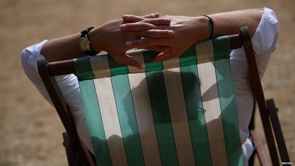 Man sitting in deck chair in central London