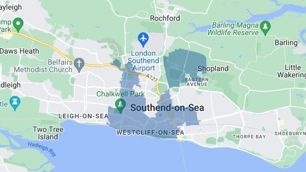 A map of affected properties by Essex and Suffolk Water