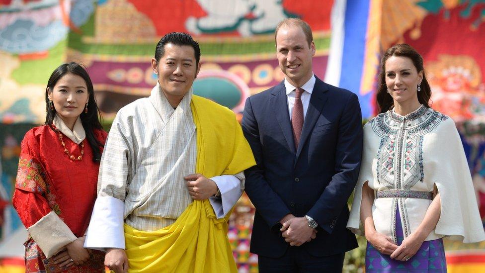 The Duke and Duchess of Cambridge with Bhutan's King Jigme Khesar Namgyel Wangchuck and his wife Queen Jetsun Pema